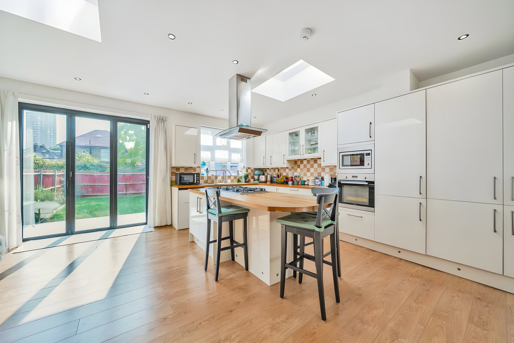Finished kitchen extension filled with natural light